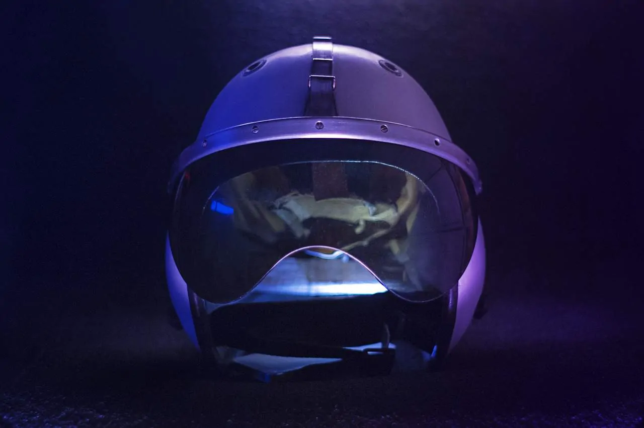 purple light motorcycle helmet