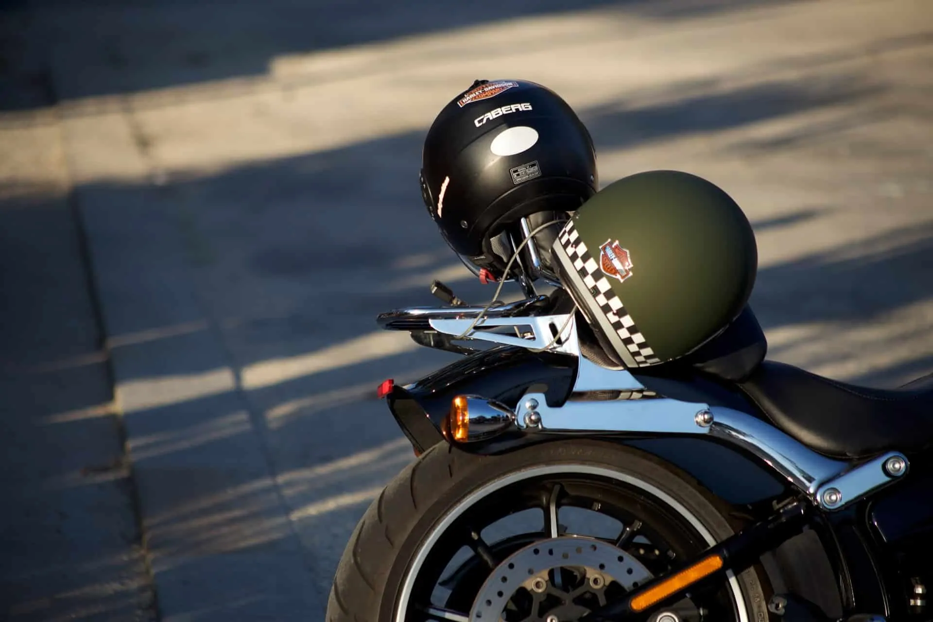 helmets on motorcycle