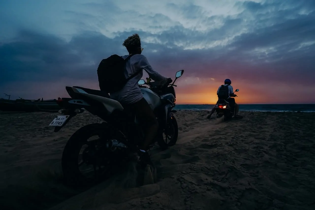 men sunset motorcycle