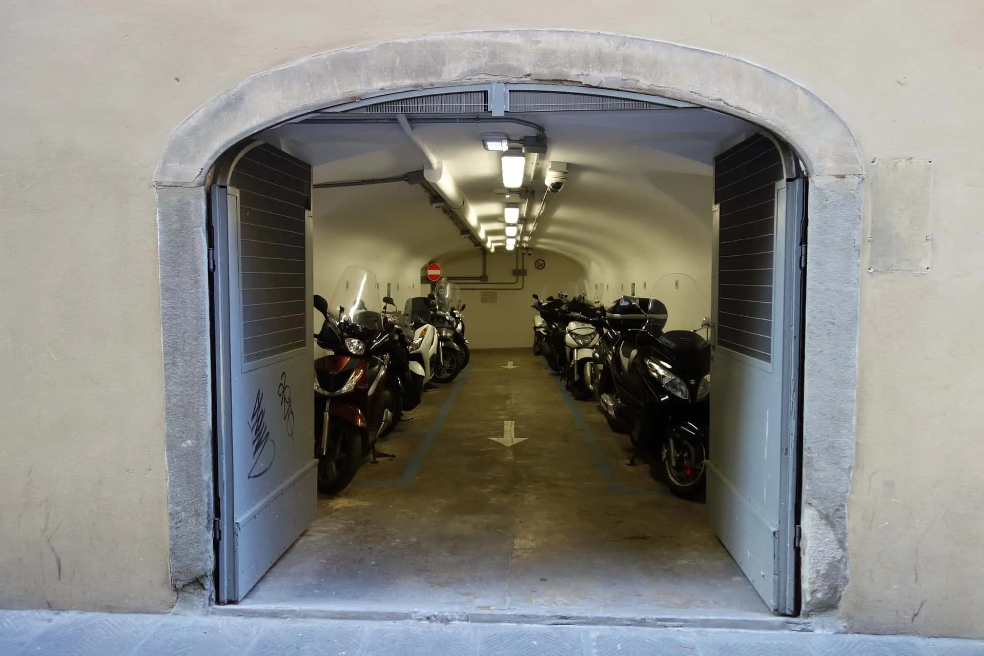motorcycles in garage