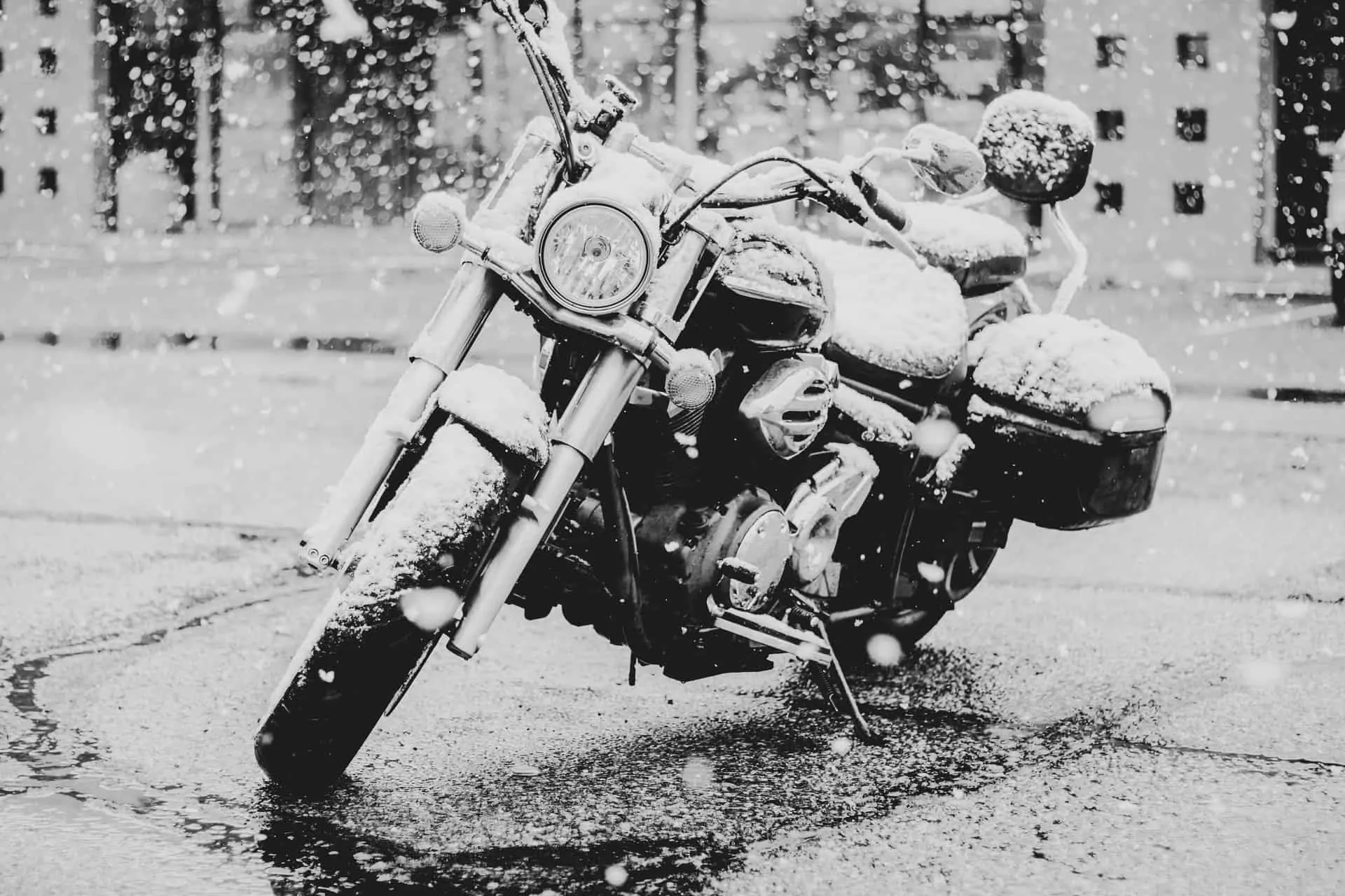 winter motorcycle wet