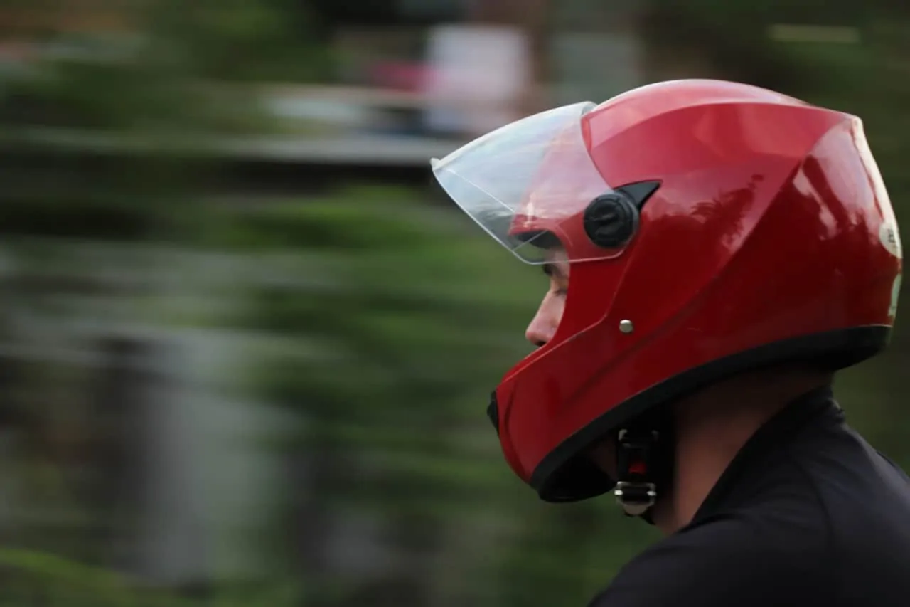 red helmet motorcycle