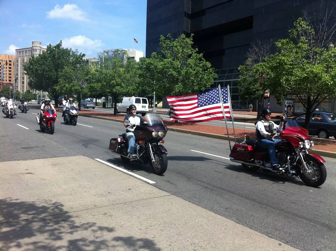 test run motorcycle with flag